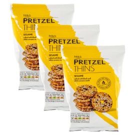 M&S Marks & Spencer Sesame Pretzel Thins, Salted, Baked Not Fried, 240g (3 x 80g Bags)