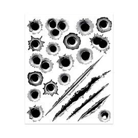 HQRNYP Bullet Holes Stickers Decals, Automotive Decals, Simulation 3D Bullet Hole and Scratch Car Decoration, Auto Accessories Waterproof PVC Fake Gun Shots Stickers for Bumper Window Helmet (Style A)