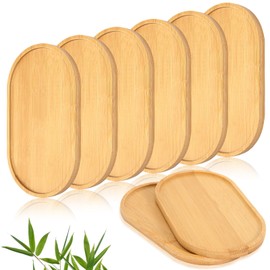 Holztablett, 8 Stück Kleines Tablett Bambus Tablett, Ellipse Bambustablett Holztabletts Klein Servierbrett Untersetzer für Untersetzer Tee Kaffee Kuchen
