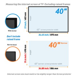 BU TV Screen Protectors 40 Inch TV Monitor Anti Glare Film,Blue Light and Glare Shield,Anti Glare Screen Protector Anti Glare Film for 40 Inch Indoor and Outdoor (40 inch narrow)