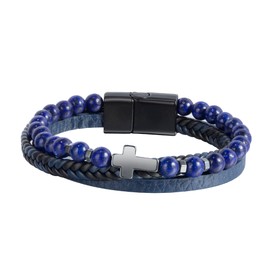 CyxenNova Men's Leather Bracelet, Men's Bracelets for Men, Pearl Bracelet, Men's Magnetic Clasp, Jewellery Gifts for Men, Dad, Boyfriend, Husband, Brother, Nylon