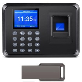 Diseleri Employee Time Clock, Clocking in Machines for Small Business, Fingerprint Punch Card Machine with 2.4 TFT LCD Screen Fingerprint Password, Checking-in Recorder for Business with 8G U-Disk
