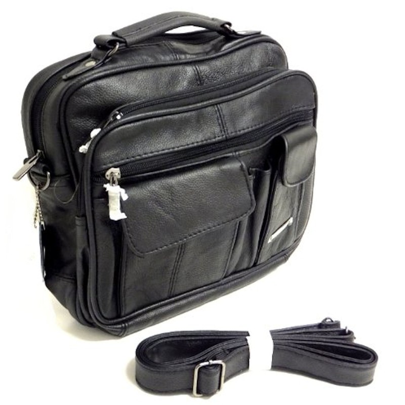 Ladies Mens Real Leather Travel Flight Shoulder Cross Body Organiser