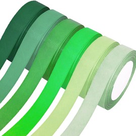Satin Ribbon, 6 Rolls Decorative Ribbon, Fabric Ribbon, 20 mm x 22 m Roll, Decoration Gift Ribbon, Green Ribbon for Wedding, Valentine's Day, Birthday Gifts, DIY Crafts, Bouquets Packaging, 6 Green