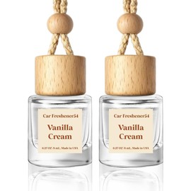 HoogaLife Car Air Freshener Diffuser 2 Pack Hanging Air Freshener Diffuser - Vanilla Cream Fragrance Oil Air D iffuser for Car, 45+ days Long Lasting Fragrance Made in USA C ar Air Fresheners (V54)