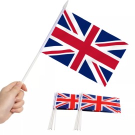 Anley 12 Pack British Union Jack UK Mini Handheld Flag - Great Britain Flags