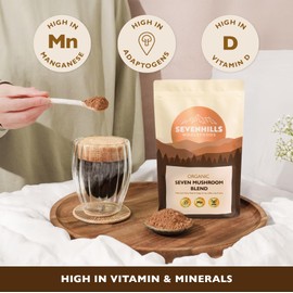 Sevenhills Wholefoods Organic 7 Mushroom Blend Powder 100g with Lion's Mane, Reishi, Chaga, Cordyceps, Tremella, Maitake & Shiitake