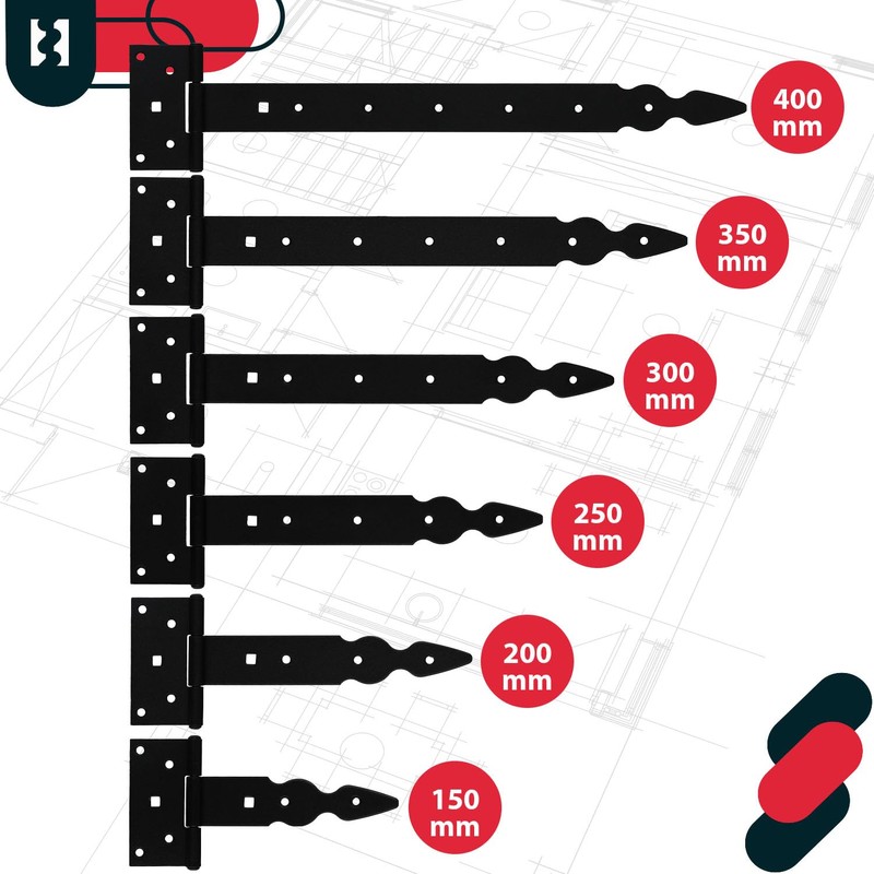 KOTARBAU® Cross Hinge T-Hinge Decorative Shutter Hinge Powder Coated Black