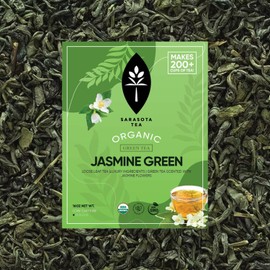 Sarasota Tea, Organic Jasmine Green Tea, Gourmet 100% Organic Jasmine Green Loose Leaf Green Tea, Premium Grade, 1 Pound Bag of Loose Leaf Tea