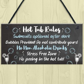 RED OCEAN HOT TUB RULES Sign Hot Tub Signs And Plaques Shed Sign Summer House Plaque Home Decor Gift