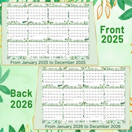 2025 2026 Yearly Wall Calendar Dry Erase Calendar for Wall 32" x 48" Large Erasable Monthly Wall Calendar Wet & Dry Erase Wall Calendar Yearly Planner, Jan. 2025 - Dec. 2026 Double-Sided Green