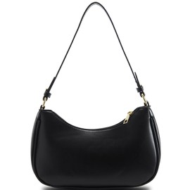 Neywry Shoulder Bag for Women Trendy Crossbody Purse Vegan Leather Clutch Handbag with 2 Adjustable Removable Straps (black)