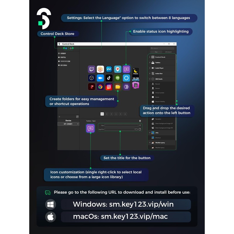 Stream Control Deck - SOOMFON Studio Stream Controller with 15