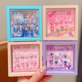 Kids' Kuromi Nail Stickers: Wearable Cartoon Designs for Girls - New Aisha Collection Removable Zhaoyue Princess + One Size 20ea