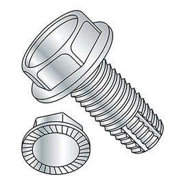 Steel Thread Cutting Screw, Zinc Plated Finish, Serrated Hex Washer Head, Type F, 1/2"-13 Thread Size, 1" Length (Pack of 5)