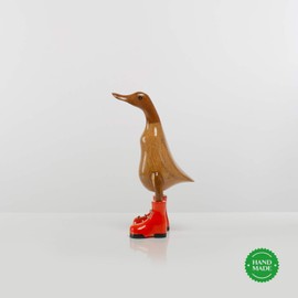 Rikmani - Wooden Figure Duck Boots Orange 100% Natural Original - Handmade Wooden Figure 26 cm