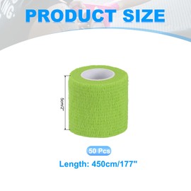 PATIKIL Self Adhesive Bandage Wrap 177" x 2", 50 Pcs Elastic Self Adherent Self Breathable Wrap Tape for Sport Stretch Athletic Wrist Ankle Outdoor Tape, Light Green