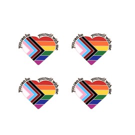 4Pcs Pride Badges - Progress Heart Shape Pride Badge Lapel Pin Brooch,Funny Metal Rainbow Pin Badge,Pride Accessories, Rainbow Pride Pin
