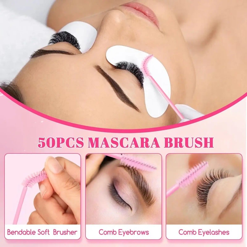 Kit Rosa De Limpieza Para Extensiones De Pestañas 15pz