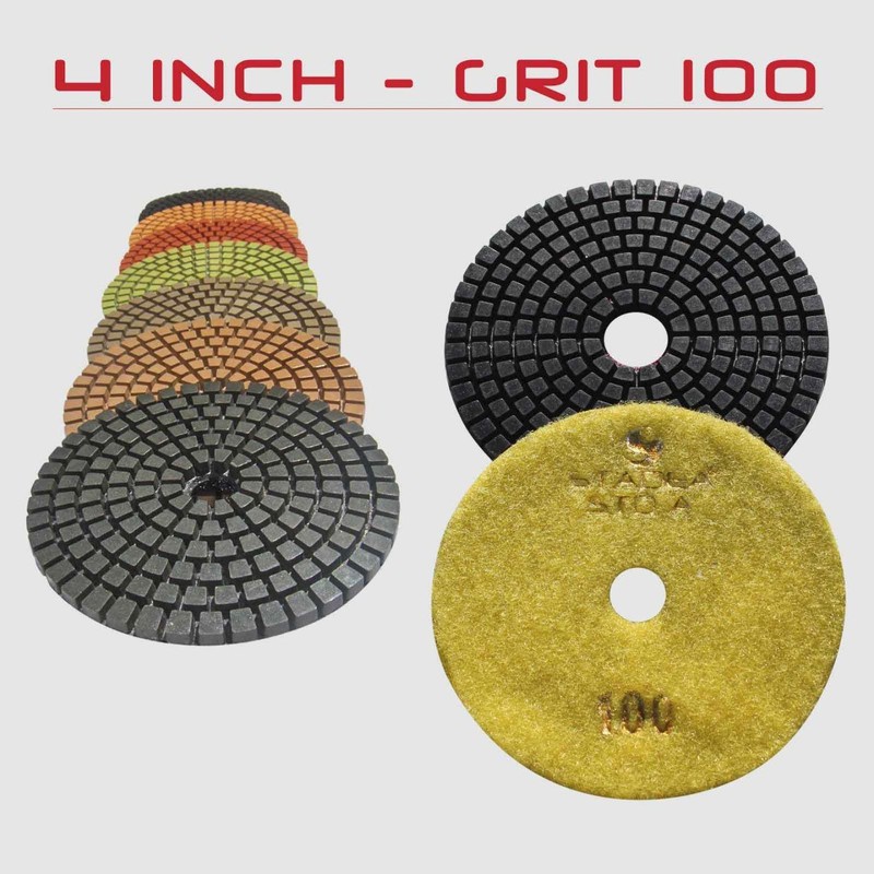 STADEA Premium Grade Wet 4" Diamond Polishing Pads Set +