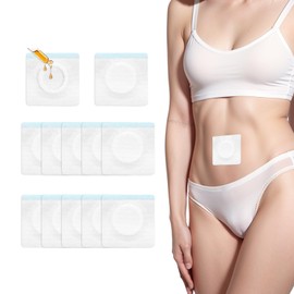 12PCSDisposable Castor Oil Pack Wrap for Belly Button – Highly Absorbent, Self-Adhesive Organic Cotton, No Wash, Anti-Leakage, Easy to Use (Oil Not Included) Square, White