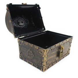 Ppirat Treasure Chest Caribe, Children's Birthday Treasure Chest with Lock, Made of Plastic, Pirate Treasure Chest for Storage and Decorating, Children's Gift, Party Decorations (12.2 x 13.2 x 16 cm)