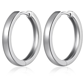 ZDaoBen 18K White Plated Hoop Earrings - Simple Hypoallergenic Hoops for Women & Men - 18MM Sleeper Earrings