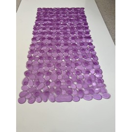 TIKE SMART “Pebbles” Non-Slip Bathtub/Shower Mat 27.5”x14” Rectangular, Non-Toxic, Safe, Clean, Machine-Washable, Superior Grip & Drainage, Vinyl, for Smooth Floors ONLY, Transparent Purple