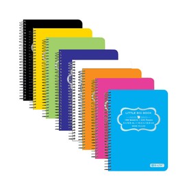 BAZIC Small Notebook Memo Size Pad, Poly Cover 4"x5.5" Spiral Side Bound, 150 Sheets Mini Wirebound Pocket Personal Notebooks, Assorted Color, 8-Pack