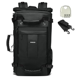 SUIKIHUM Large Travel Backpack, 17 Inch Laptop Backpack 40L Carry-On Bag Water-Resistant Flight Approved W/Shoulder Strap+Anti-theft Lock for Casual Travel Outdoor, Black