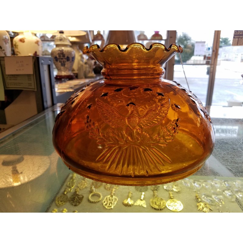 H & H NOS Vintage Amber 10" Glass Shade -