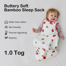 BubblePanda Rayon Made from Bamboo Sleep Sack 6-12 Months 1.0 Tog Soft Toddler Sleeping Sack for Babies 2-Way Zipper Baby Wearable Blanket