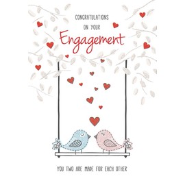 Modern Engagement Card Engagement - 7 x 5 inches - Piccadilly Greetings,white red pink blue
