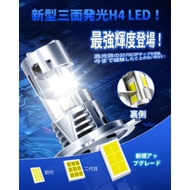 Suparee H4 LED Headlight, Triple Lighting, 2 Cooling Fans, 12V Vehicles, 6500K, Halogen Size, Long Life, Built-in Canceller, IP68 Waterproof, Set of 2