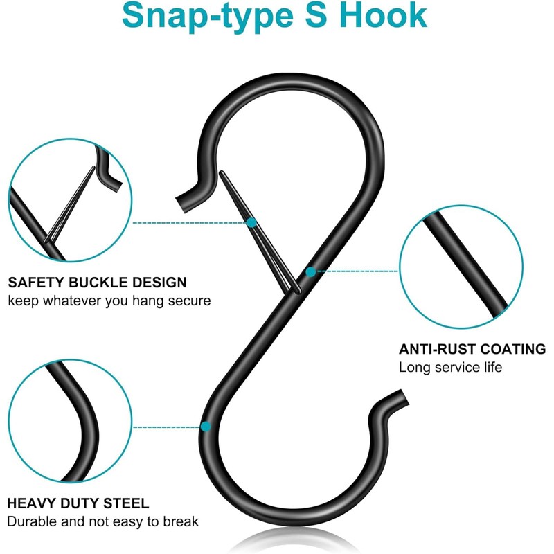 12 Pack 3.5 inch S Hooks for Hanging with Safety