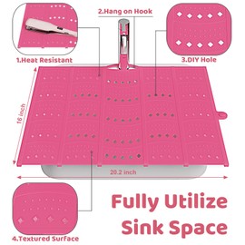 Johamoo Bathroom Sink Cover for Counter Space, Sink Topper Foldable Sink Cover, Silicone Makeup Organizer Mat Space Saver, Small Bathroom & Rv Camper Travel Must Haves Accessories, Pink