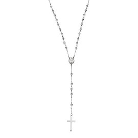 Amen Metropolitan ACCL112 Collection Stainless Steel Rosary Necklace with Cross and Medal, Length 51 cm - 0.4 cm Grain, Medium, Stainless Steel, No Gemstone, Stainless Steel, No Gemstone