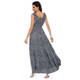 OSTOO Women's 2025 Summer Boho Floral Print Tiered Casual Flowy Long Maxi Dress(Black,XXL)