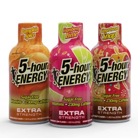 5-hour ENERGY Extra Strength Holiday Flavors Variety Pack,1.93 Fl Oz (18 Count), Pumpkin Spice, Cranberry Lime, Gingerbread Snap