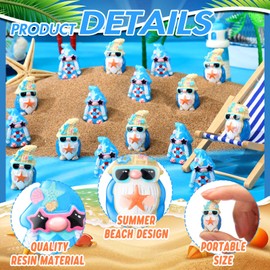 DoubleFill 60 Pcs Mini Summer Gnome Figurine Beach Resin Gnomes 2 Styles Miniature Figures for Beach Party Favors Gifts Hawaiian Table Centerpieces Decor