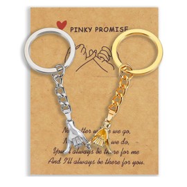 AmoraKiva Gifts for Boyfriens - 2PC Pinkie Promise Valentines Matching Couples Gift for Boyfriend Girlfriend Long Distance Gold &Slivery