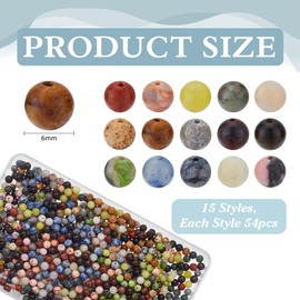 CRAFTYMELODY 810 Stück Natursteinperlen 15 Stile Runde Lose Edelsteinperlen Abstandsperlen Für Die Schmuckherstellung Zubehörzubehör