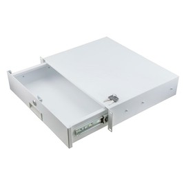 NavePoint 2U Rack Drawer for 19 Inch Server Racks and Cabinets, 13.7 Inches Deep Rack Mount Drawer with Lock, White