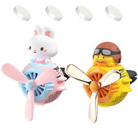 2 Pcs Pilot Car Air Freshener, Cute Duck Car Vent Clip Air Freshener Automotive Air Outlet Fan Diffuser, Car Interiors Vent Decoration (Rabbit+Duck)