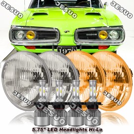 JESUO 4PCS 5.75" LED Round Headlights High/Low Beam for Dodge Charger 1966-1974 white