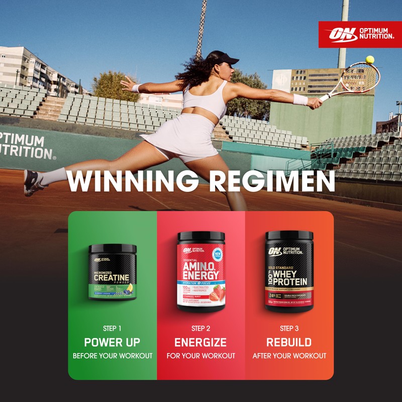 Optimum Nutrition Amino Energy Powder Plus Focus, with BCAA, Electrolytes,