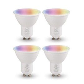 Focos Inteligentes GU10,2.4 Ghz MultocolorLuz Blanca Fría y Cálida (2700K a 6500K,400 Lumens,5w, Dimeable) compatible con Alexa,Google home,App Tuya  