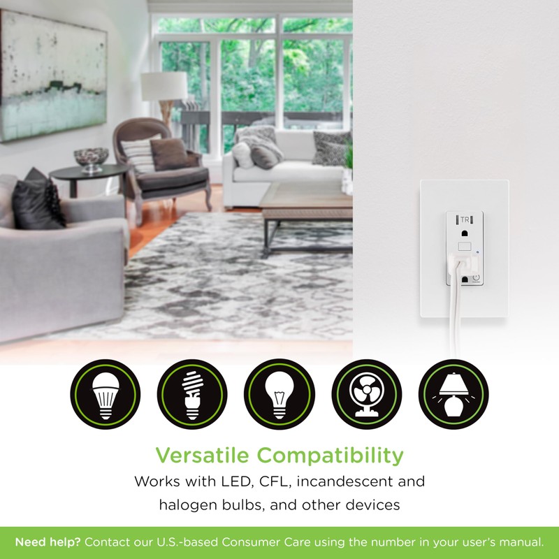 Enbrighten Z-Wave Plus in-Wall Smart Tamper-Reistant Outlet, Works with Alexa,