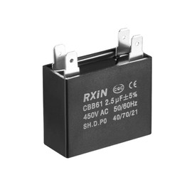 uxcell Ceiling Fan Capacitor CBB61 2.5uF 450V AC Double Insert Metalized Polypropylene Film Capacitors 36.5x16x29.5mm for Water Pump Motor Generator
