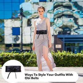 Wide Belts for Women – Black Faux Leather Waist Belt with Bowknot, Adjustable Ladies Belt for Dresses, Elegant Waist Cincher for Party, Work, or Daily Outfits